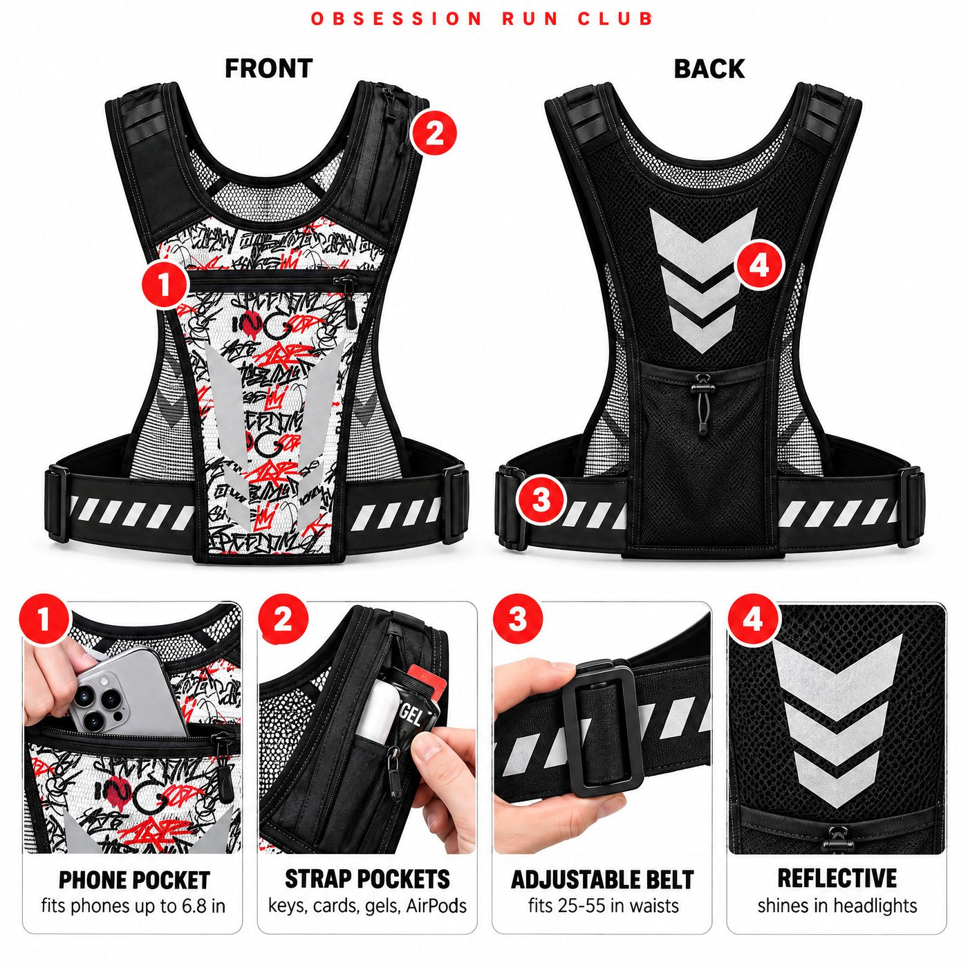 StrideLock™ Running Vest 2.0 front and back